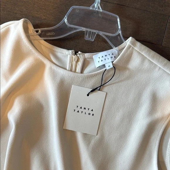 Tanya Taylor Cream Asymmetrical Pleated Midi Dress - Picture 3 of 8